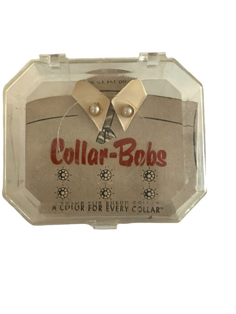 Vintage Collar Bobs Pearl Collar Tips Original Case San Antonio Texas Mid Centur